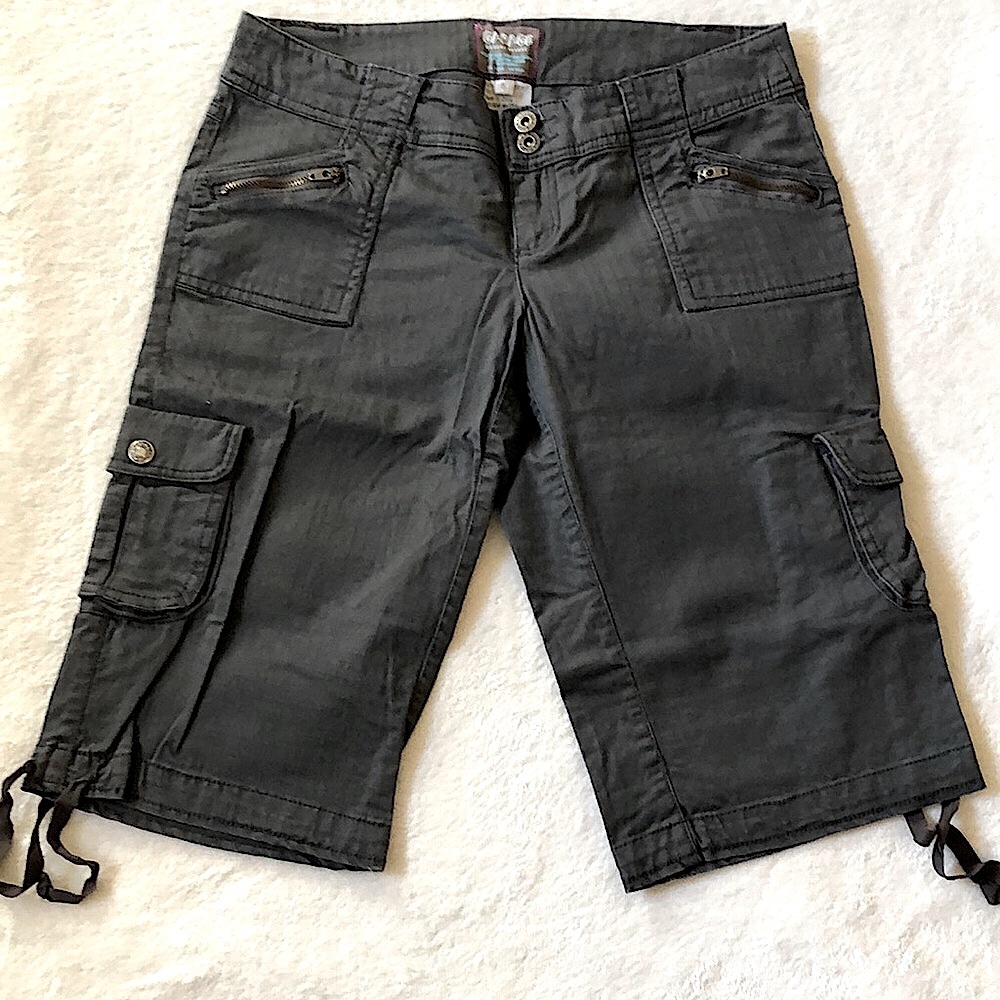 💙 GARAGE Trendy Y2K Dark Blue-Grey Heavy Weight Cotton Cargo Utility Shorts